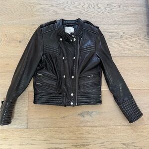 IRO Motorcycle Double-Breasted Black Leather Jacket